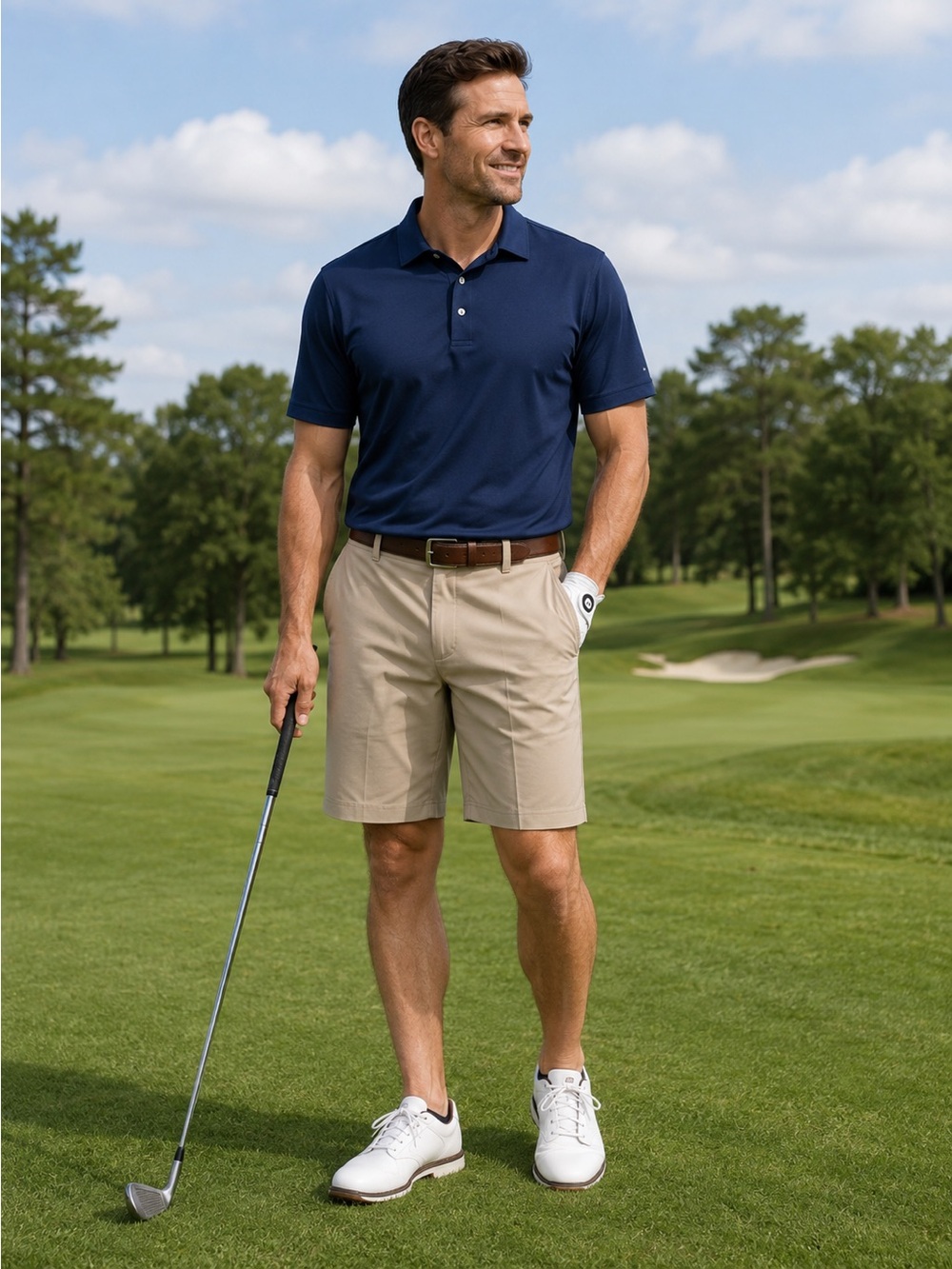 Ben Hogan Mens Golf Shorts 10" Performance Flat Front Flex Waist Sz 38 NWT UPF50